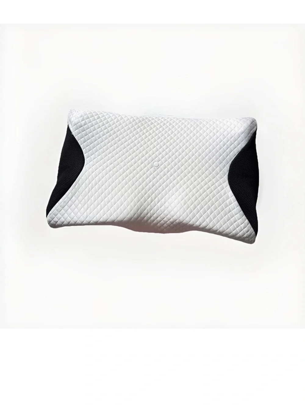 Contour Quilted Memory Foam Pillow in White with Black Accents